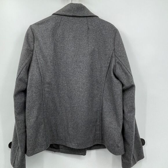 Gap Gray Long Sleeve Double Breasted Peacoat Wool Blend Jacket Size Large - Picture 8 of 10